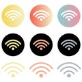 Round gradient colorful wireless and wifi icons set. Free wifi.